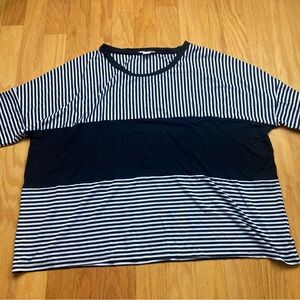 LUUKAA Black Stripe jersey short sleeve color block Size 16/18